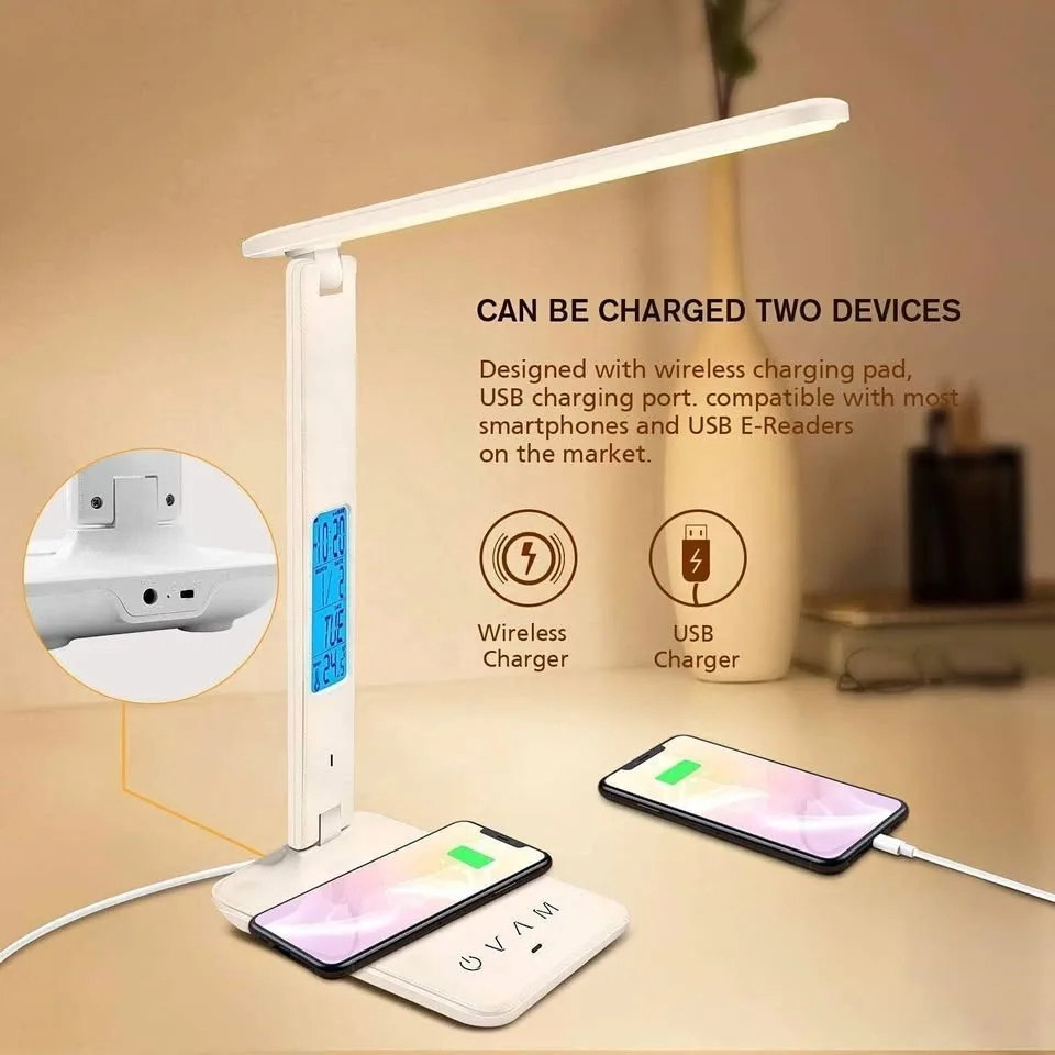 Desk Adjustable Foldable Lamp - USB & Wireless Charger - New!
