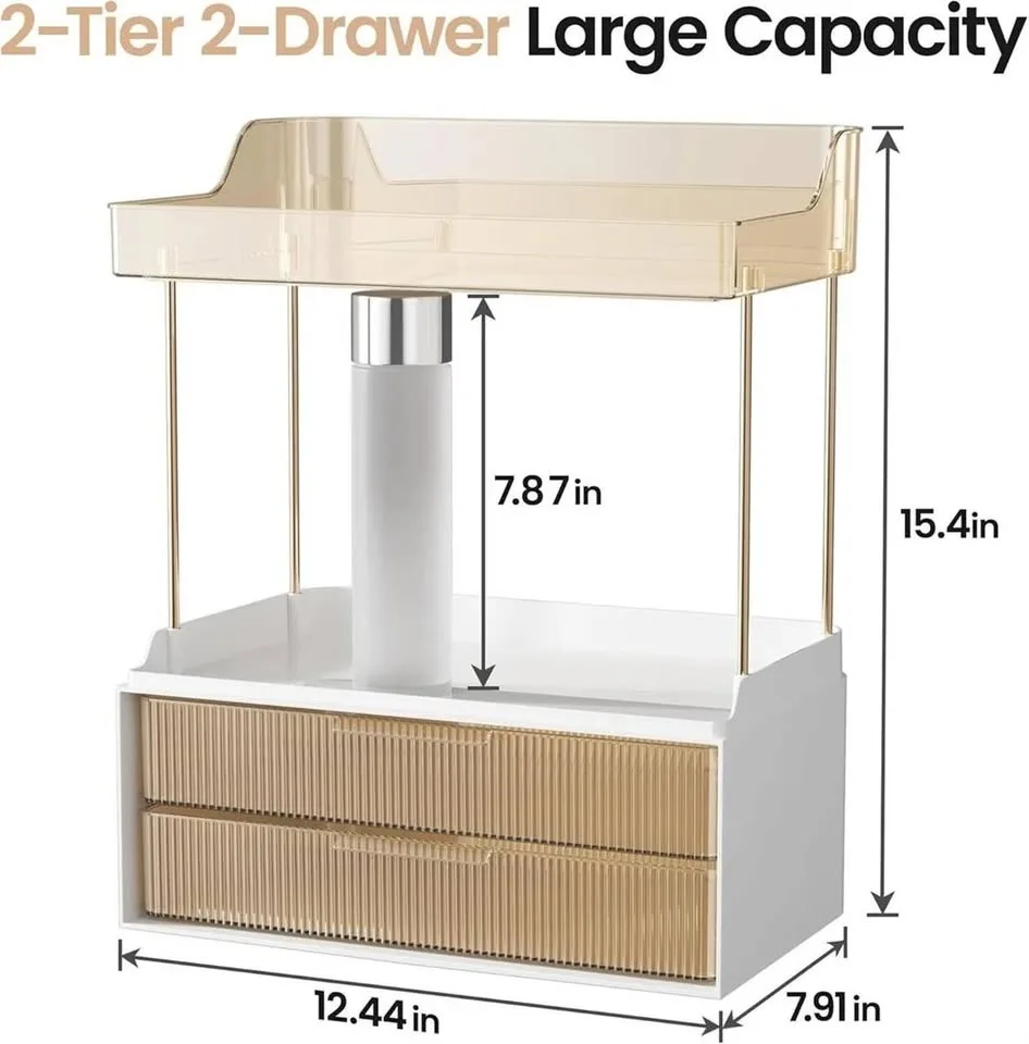 2-Tier 2-Drawer Bathroom Counter Organizer - Brand New!! image indicator(2)