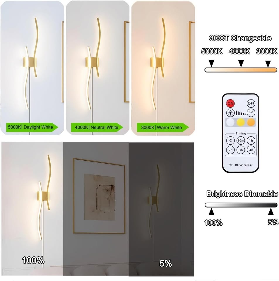 2 X Dimmable LED Wall Light with Remote - New! $27 Each - photo 3