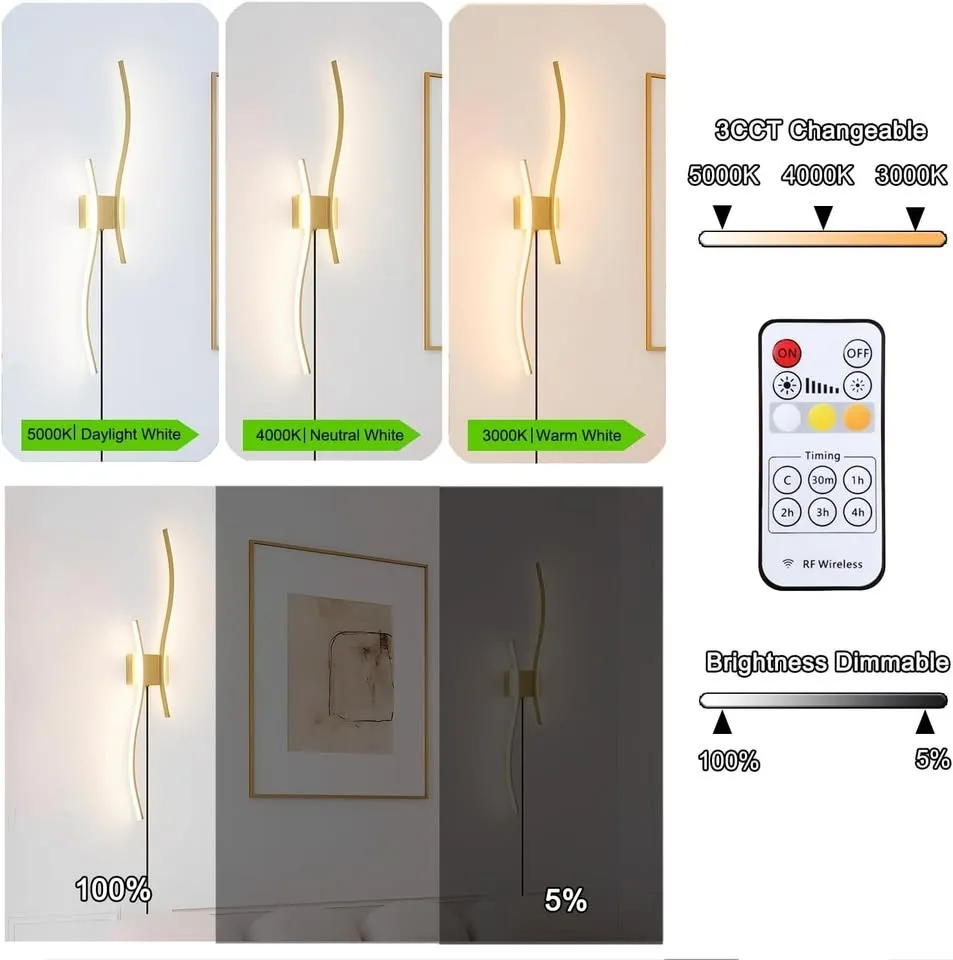 2 X Dimmable LED Wall Light with Remote - New! $27 Each image indicator(3)