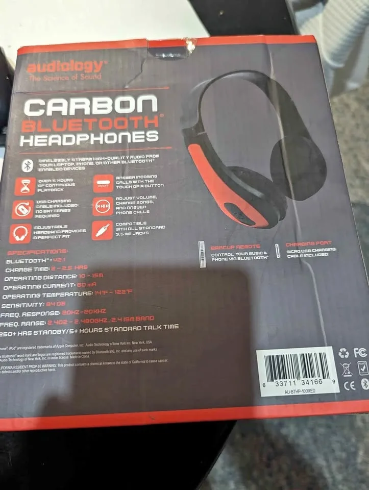Audiology Carbon Bluetooth headphones, waterdown Pickup