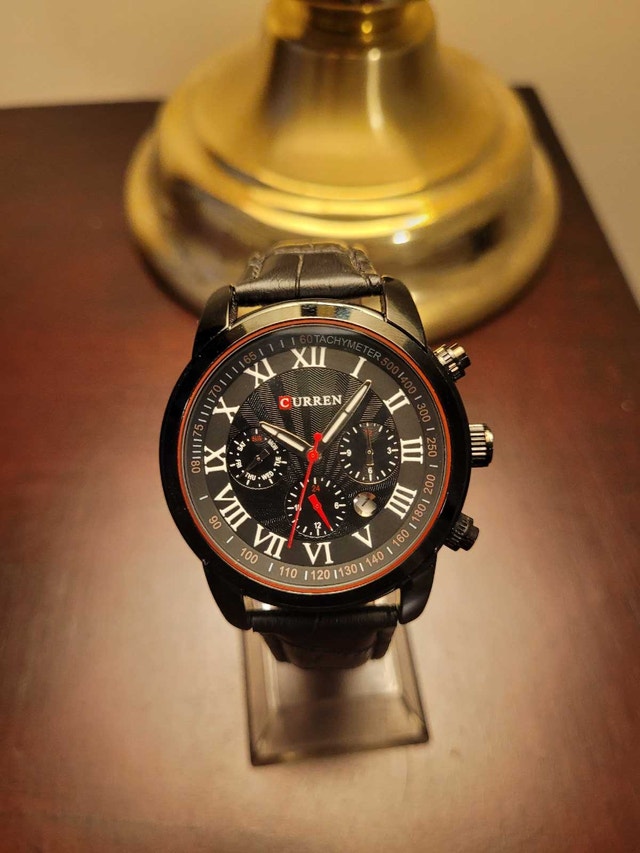 New Men's Curren Black Roman Dial Fashion Watch - photo 2