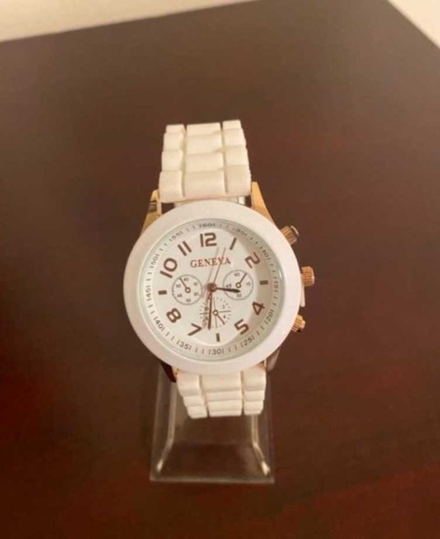 Brand New Geneva Pearl White Watch with Gold Accents