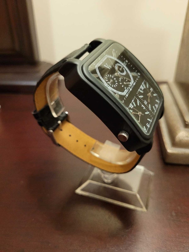New V6 Black Square Triple Dial Men's Watch - photo 3