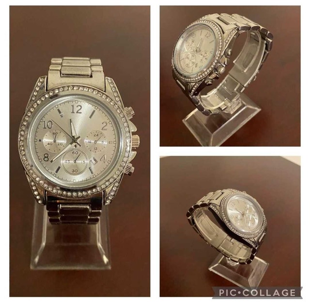 Silver diamond fashion watch