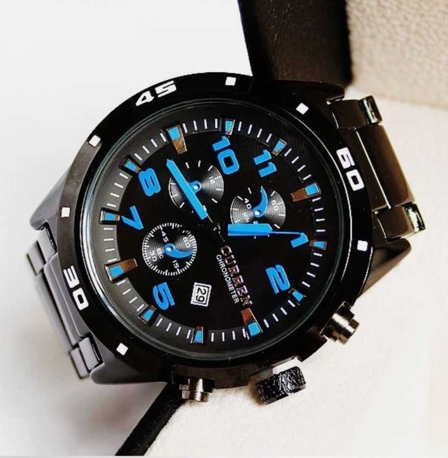 New Men's Blue Curren Chronometer Watch