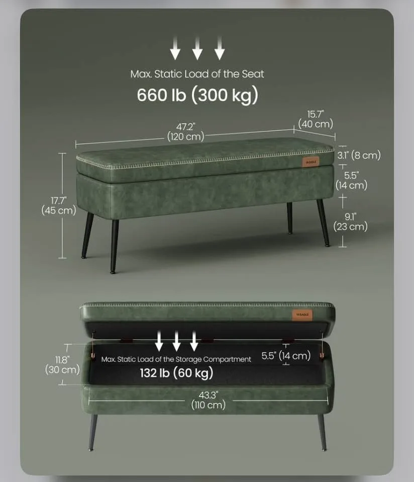 🌳 VASAGLE EKHO Storage Ottoman Bench - Brand New image indicator(3)
