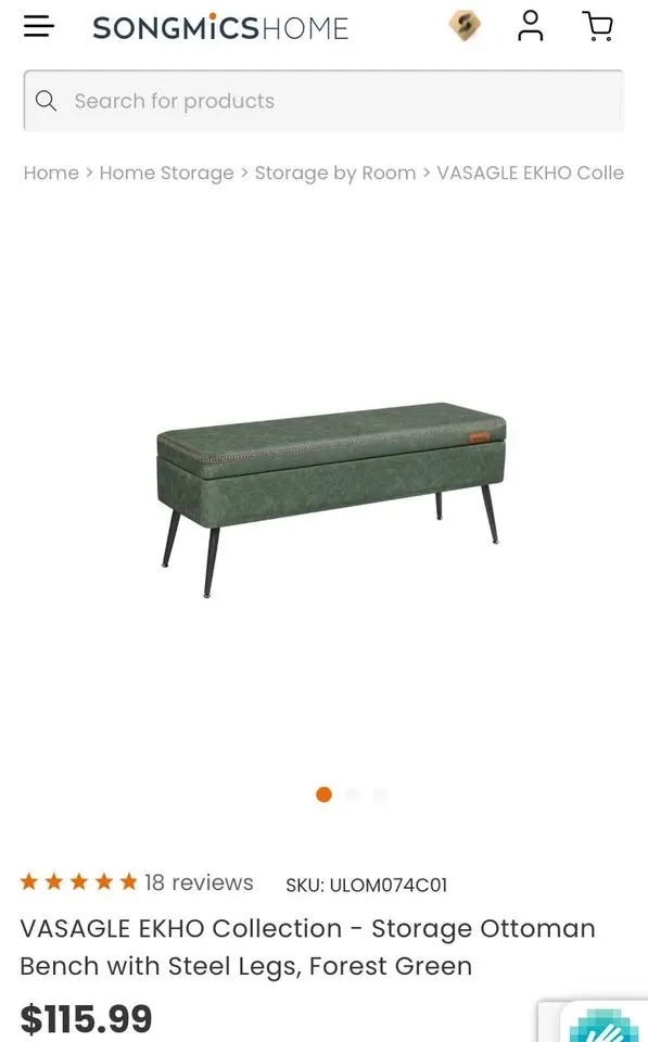 🌳 VASAGLE EKHO Storage Ottoman Bench - Brand New image indicator(4)