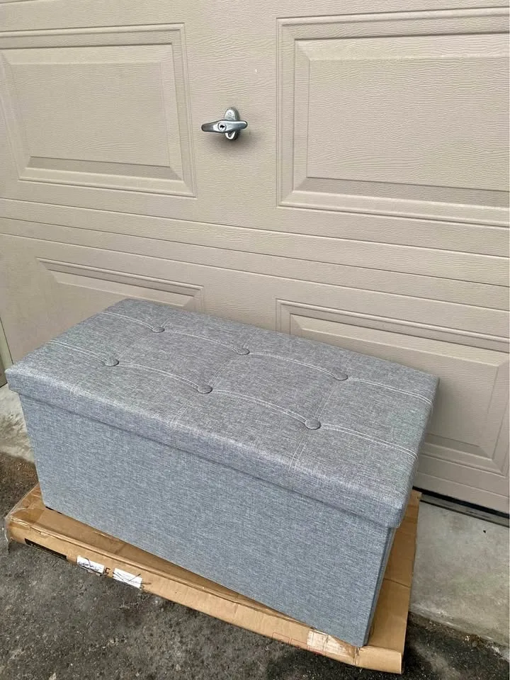 Light Gray Medium Sized Storage Ottoman - Brand New