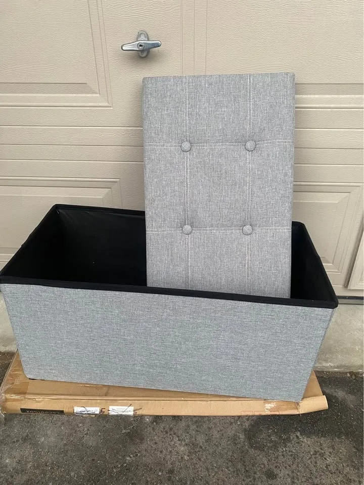 Light Gray Medium Sized Storage Ottoman - Brand New image indicator(2)