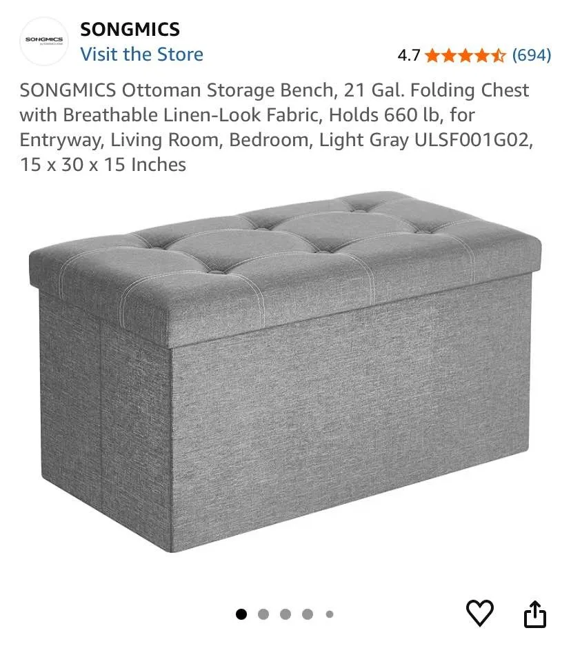 Light Gray Medium Sized Storage Ottoman - Brand New image indicator(4)