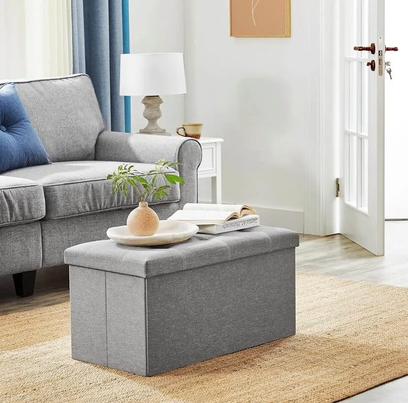 Light Gray Medium Sized Storage Ottoman - Brand New image indicator(5)