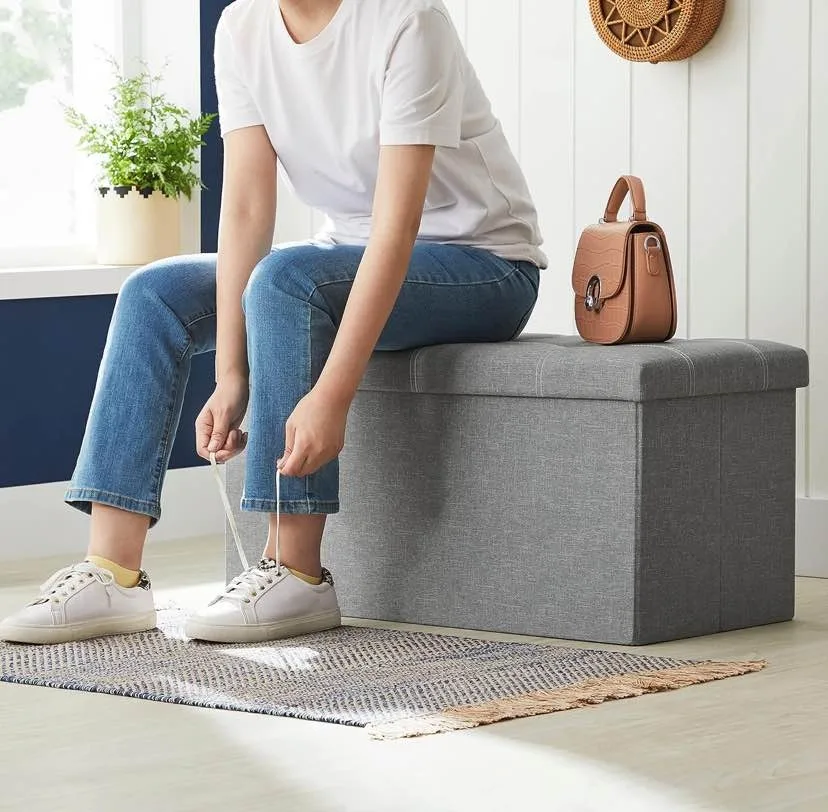 Light Gray Medium Sized Storage Ottoman - Brand New image indicator(6)