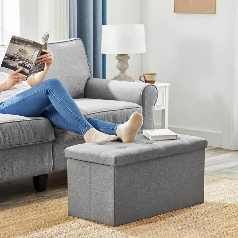 Light Gray Medium Sized Storage Ottoman - Brand New image indicator(7)