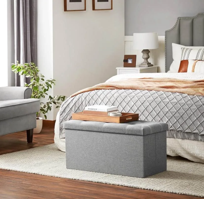 Light Gray Medium Sized Storage Ottoman - Brand New image indicator(8)