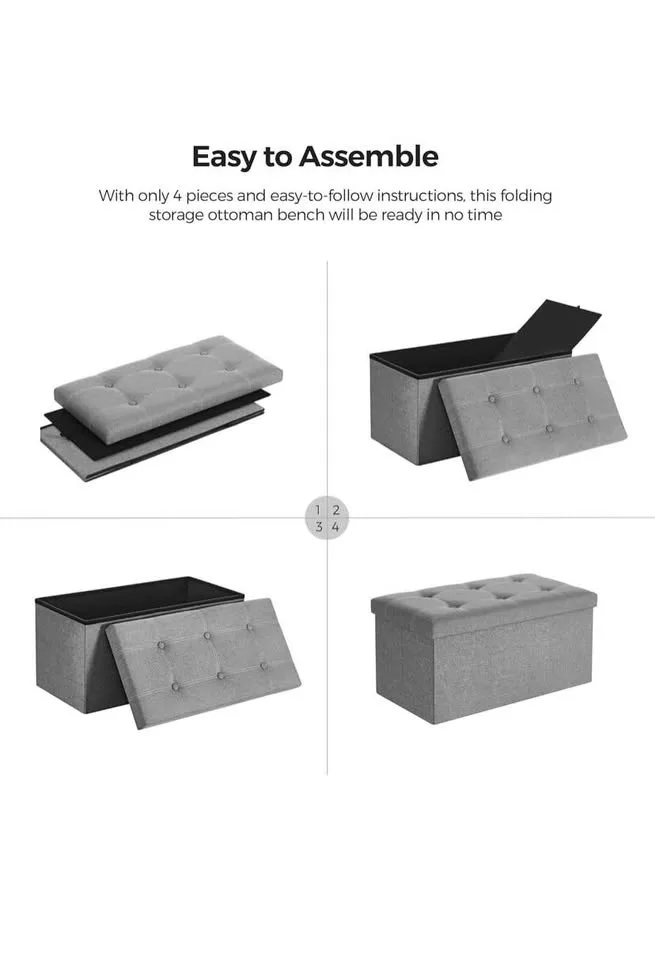 Light Gray Medium Sized Storage Ottoman - Brand New image indicator(9)