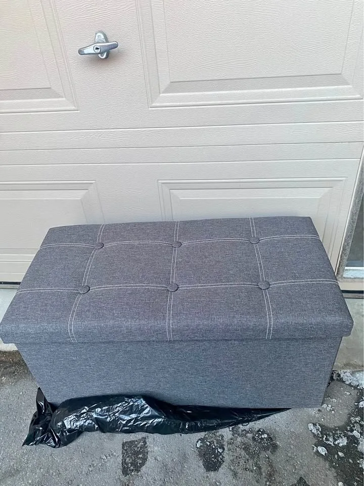 Dark Gray Medium SONGMICS Folding Storage Bench