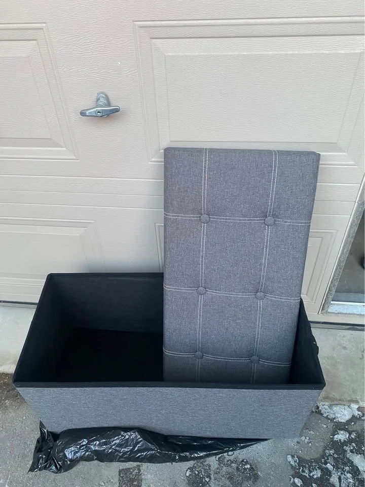 Dark Gray Medium SONGMICS Folding Storage Bench image indicator(2)