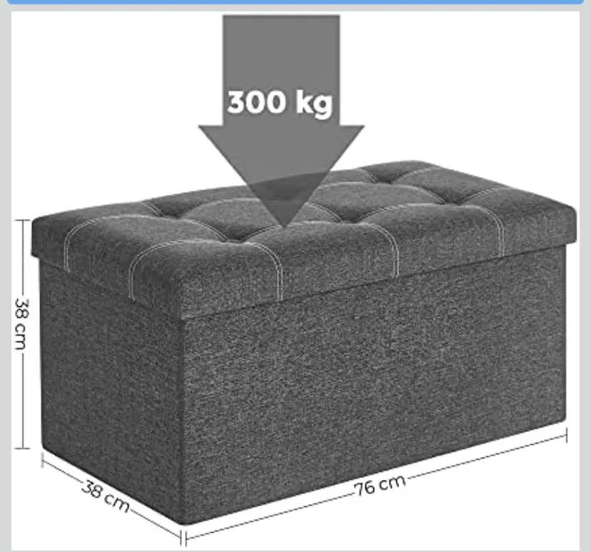 Dark Gray Medium SONGMICS Folding Storage Bench image indicator(3)