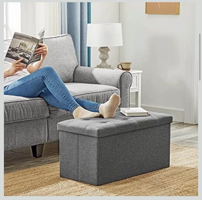 Dark Gray Medium SONGMICS Folding Storage Bench image indicator(4)