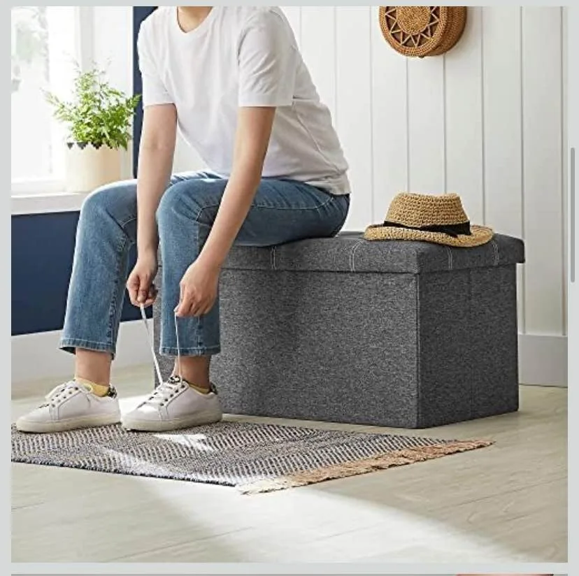 Dark Gray Medium SONGMICS Folding Storage Bench image indicator(6)