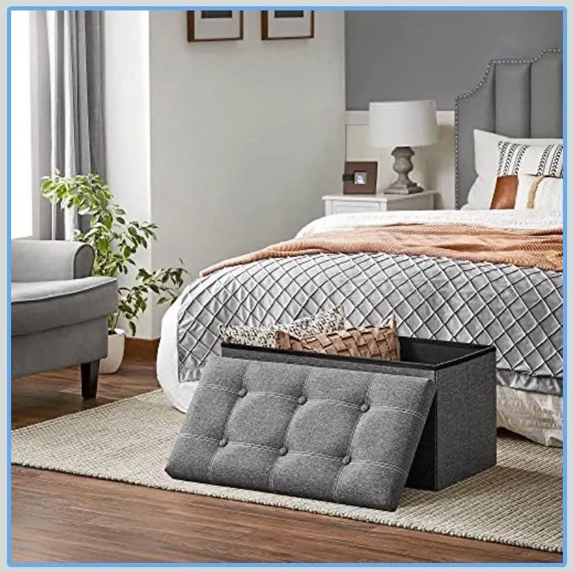 Dark Gray Medium SONGMICS Folding Storage Bench image indicator(7)