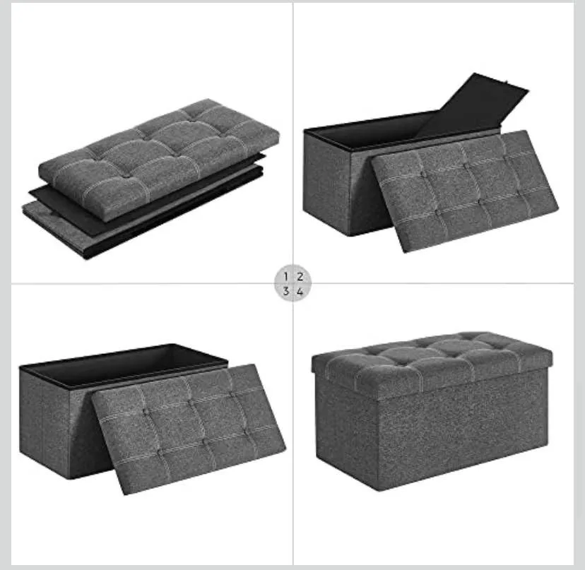 Dark Gray Medium SONGMICS Folding Storage Bench image indicator(8)