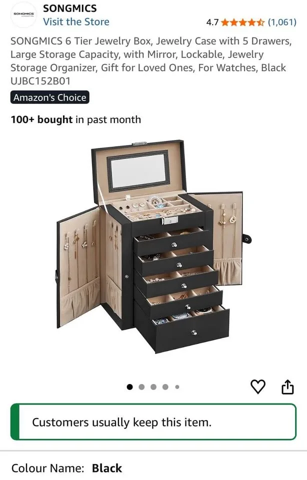 💎 SONGMICS 6-Tier Jewelry Box Brand New image indicator(3)