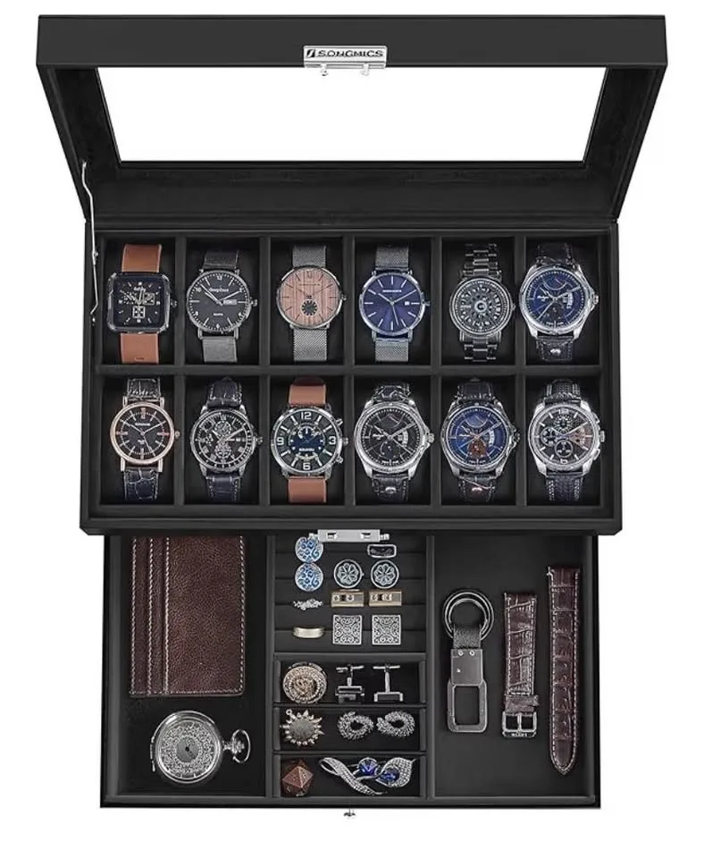 Brand New SONGMICS 12-Slot Watch Box Black image indicator(3)