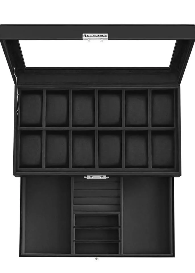 Brand New SONGMICS 12-Slot Watch Box Black image indicator(5)