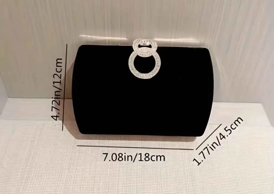 Brand new luxury black velvet women party clutch purse image indicator(2)