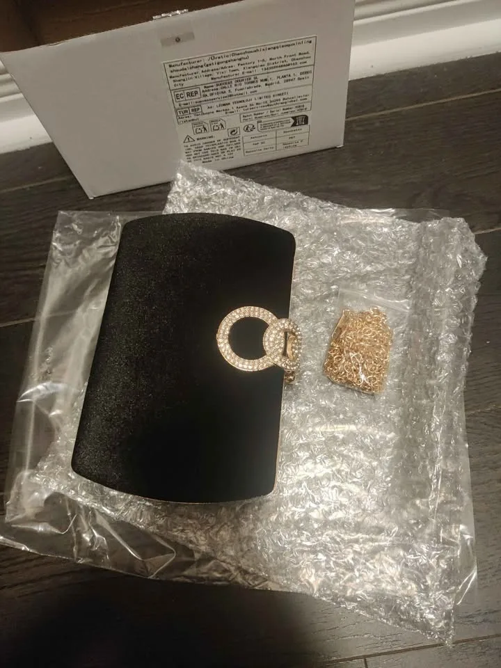 Brand new luxury black velvet women party clutch purse image indicator(4)