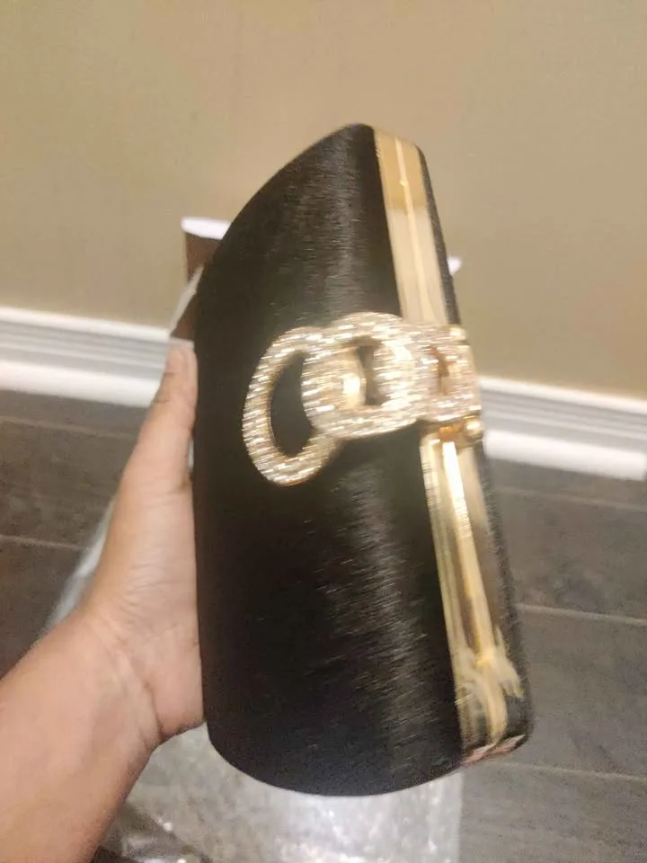 Brand new luxury black velvet women party clutch purse image indicator(5)