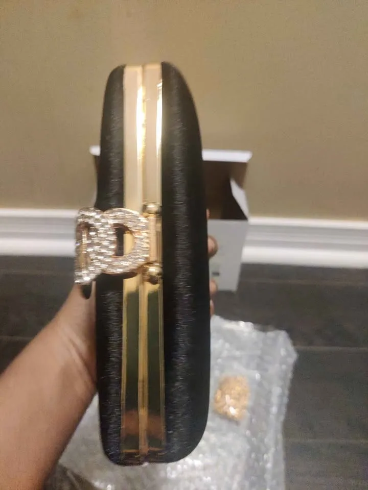 Brand new luxury black velvet women party clutch purse image indicator(7)