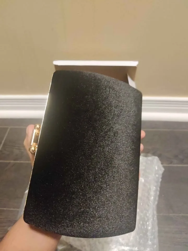 Brand new luxury black velvet women party clutch purse image indicator(8)