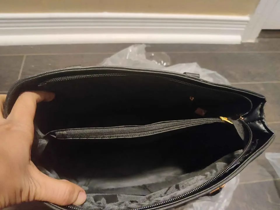 Brand new 2pc black color light weight women hand bag set image indicator(8)