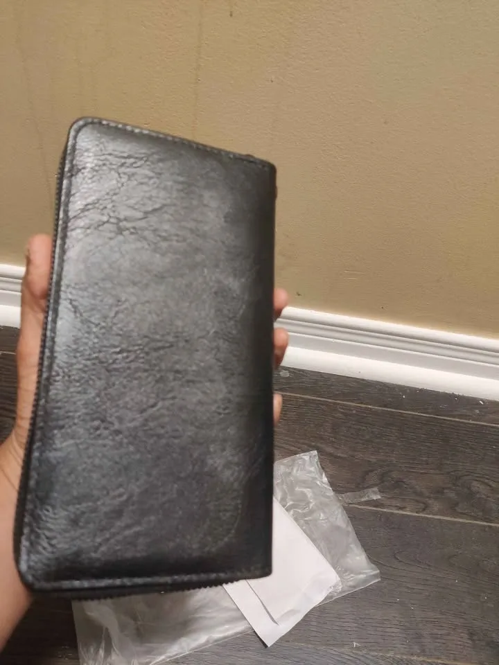 Brand new stylish black color pu wallet with phone holder image indicator(4)