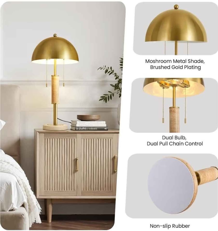 24" Modern Table Lamp Living Room Metal Nightstand High-Grade - photo 2