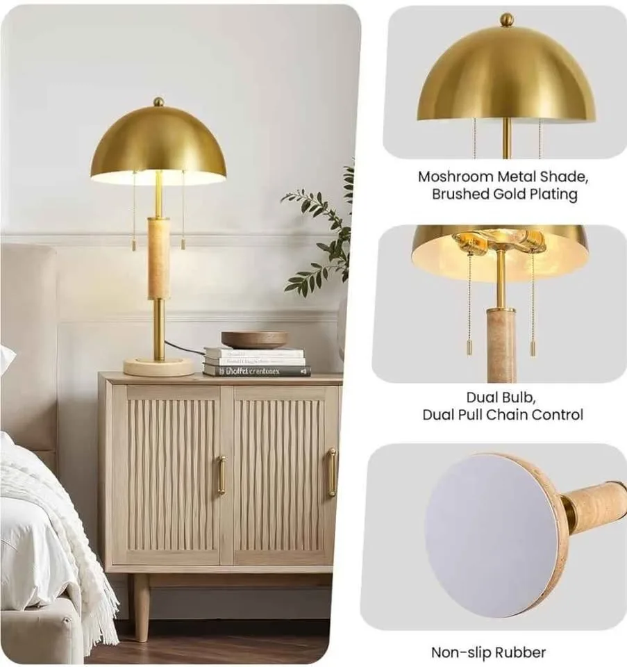 24" Modern Table Lamp Living Room Metal Nightstand High-Grade image indicator(2)