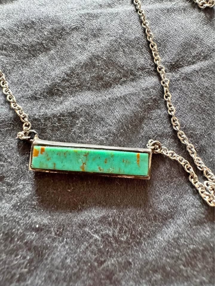 Pura Vida Turquoise Sterling Silver Bar Necklace