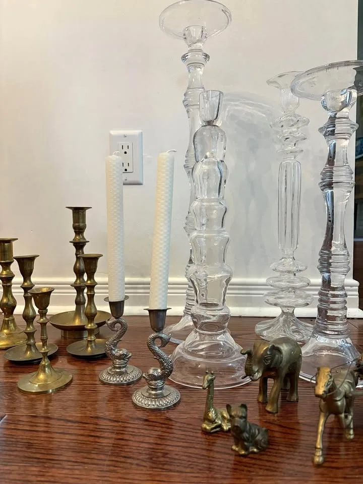 Vintage Candlesticks + Brass Animals — Perfect Holiday Decor! 🕯️
