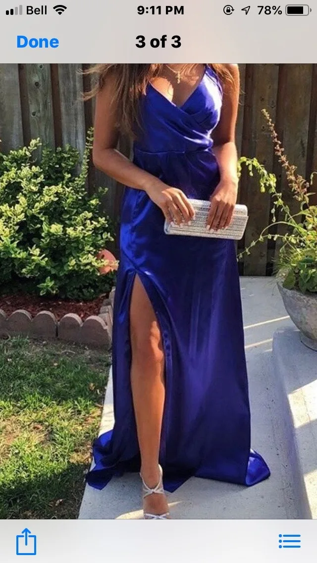 Blue satin night dress