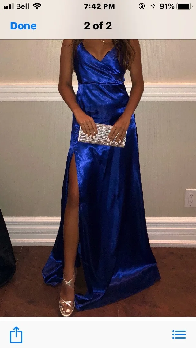 Blue satin night dress image indicator(2)