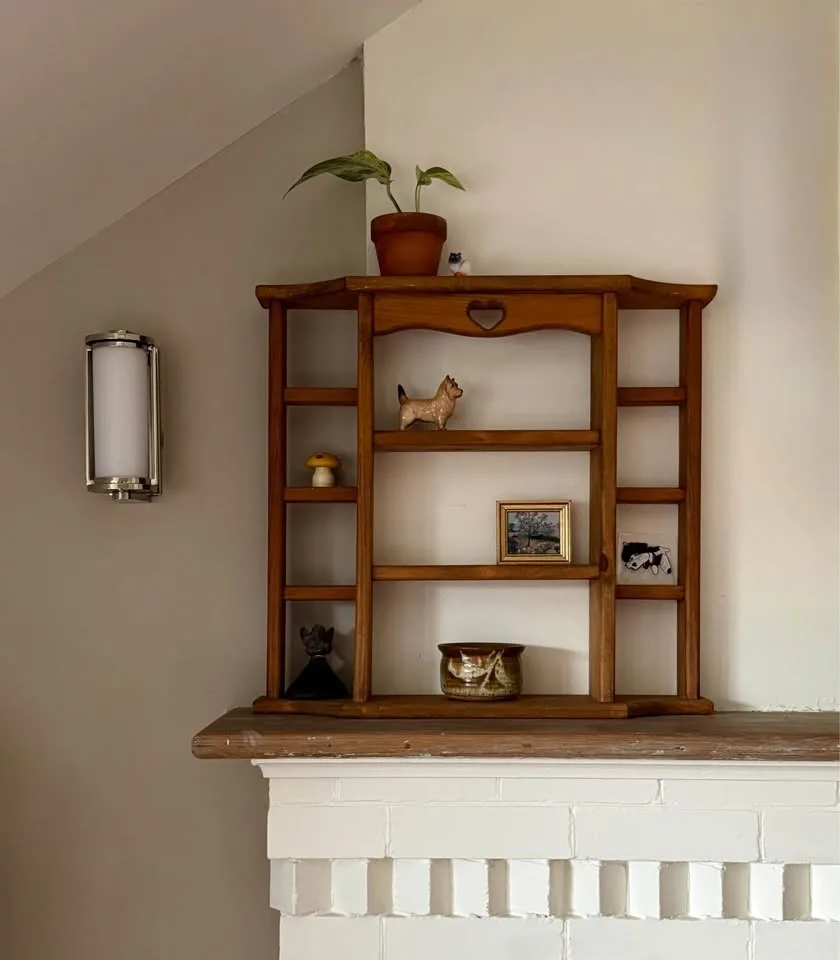 Large Vintage Wood Display Shelf with Heart Cutout