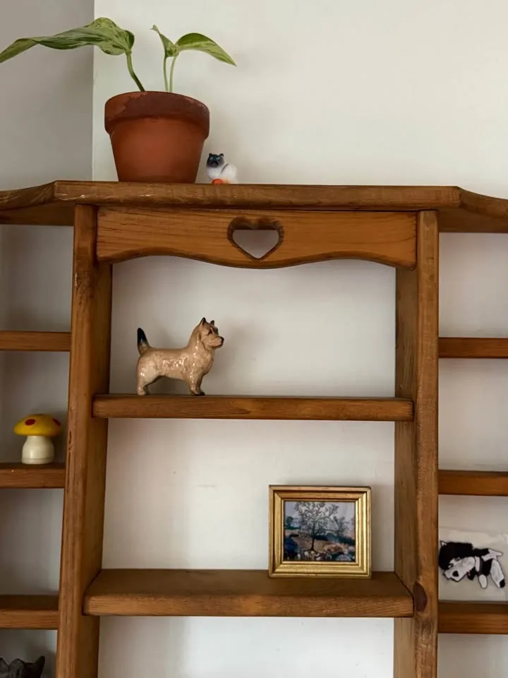 Large Vintage Wood Display Shelf with Heart Cutout image indicator(4)