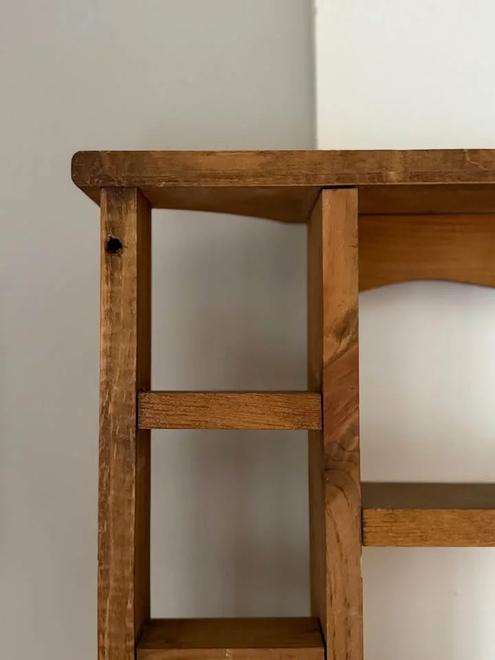 Large Vintage Wood Display Shelf with Heart Cutout image indicator(7)