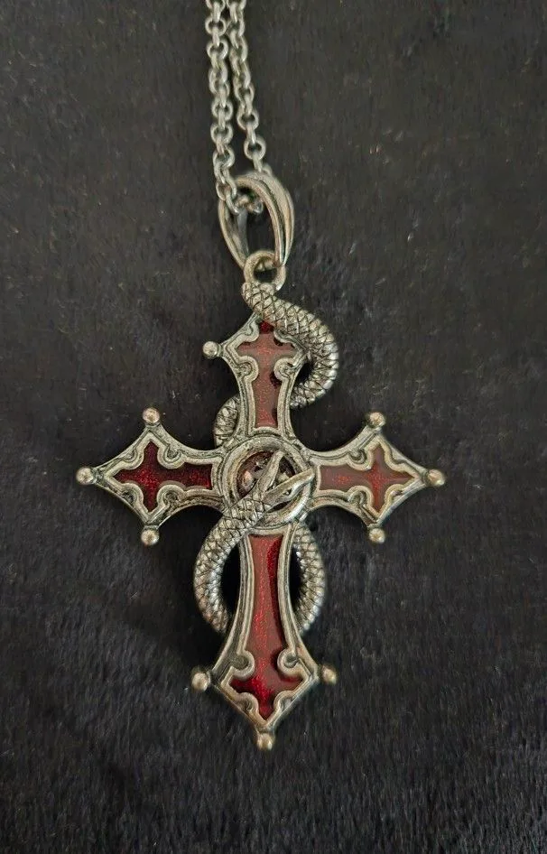 Gothic Red Cross with Snake