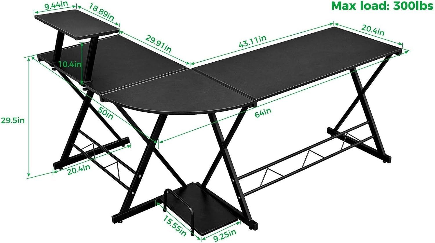 L Shaped Computer Desk 64" - photo 3