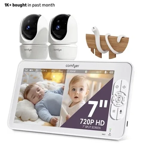 Comfyer 7 HD Baby Monitor 2 Cams New Open Box