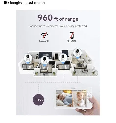 Comfyer 7 HD Baby Monitor 2 Cams New Open Box image indicator(4)
